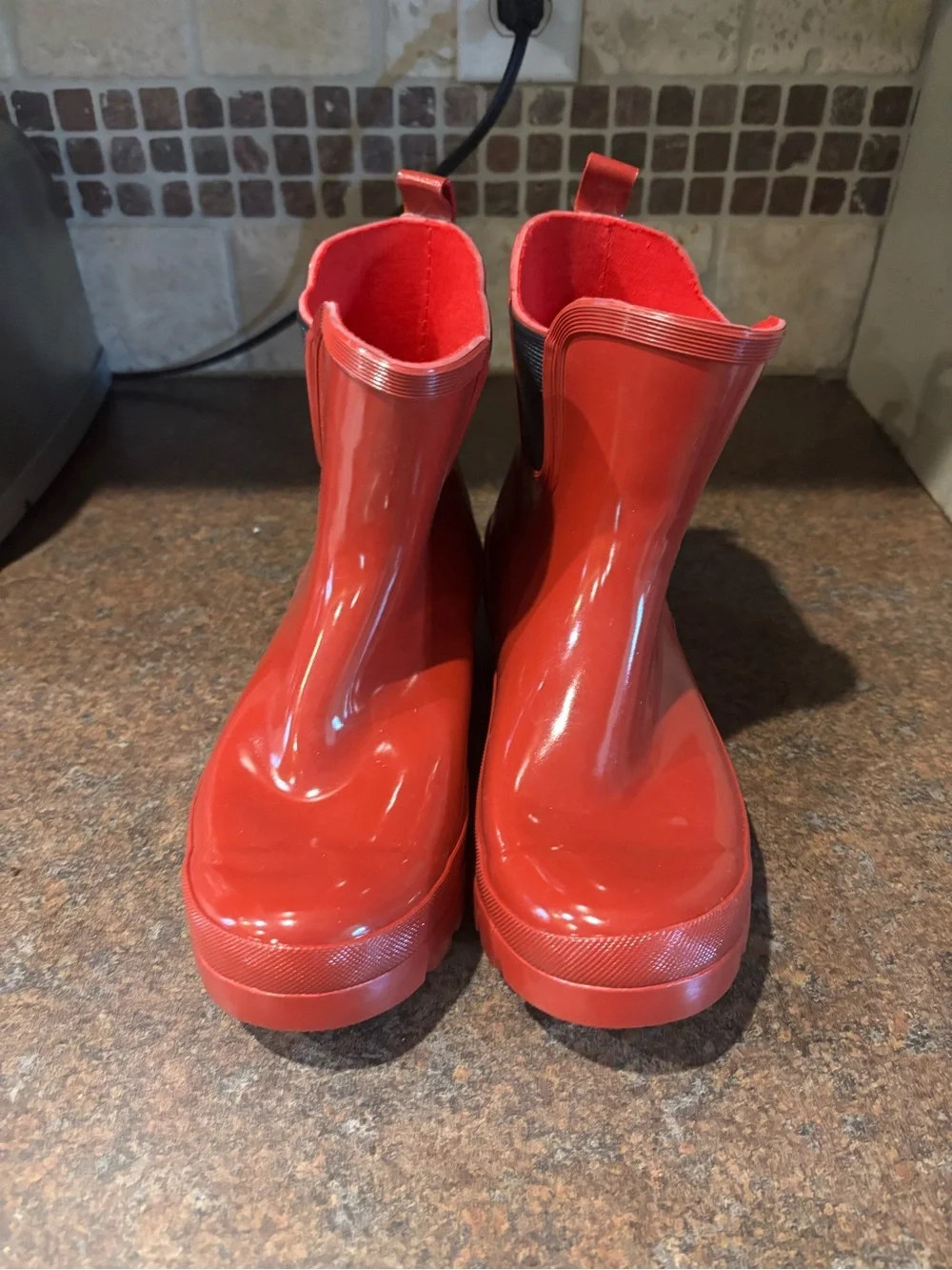 Red Waterproof Rain Boots - Classic Chelsea Style